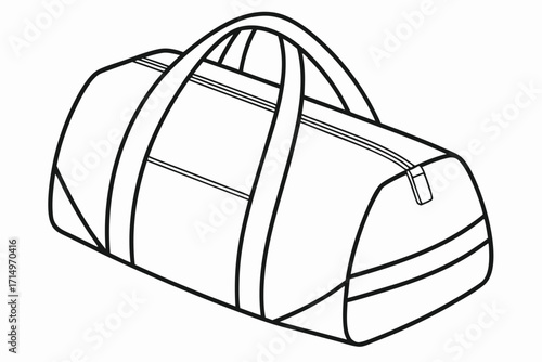 Isometric Line Drawing Of A Round Duffel Bag With Handles On White gym bag sports bag