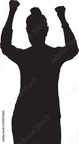 vector,silhouette of a  woman raising her arms