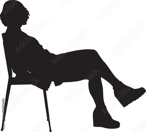 vector, silhouette of a woman lying on a chair looking at camera
