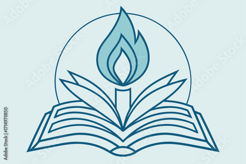 Open Book With Flame Symbolizing Knowledge And Education learning
