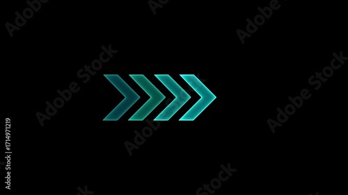 glowing neon left to right arrow direction line loop, neon arrow. Neon direction concept, neon arrow icon, arrows indicates the direction of the overlay video layer.