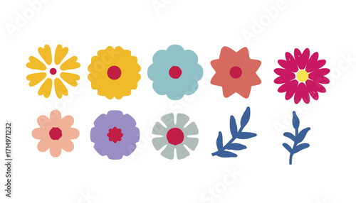 Collection of colorful flower icon, Abstract botanical flower set. Style for banners, wallpaper, posters, websites, online shopping.Vector illustration design and creative idea,eps 10.