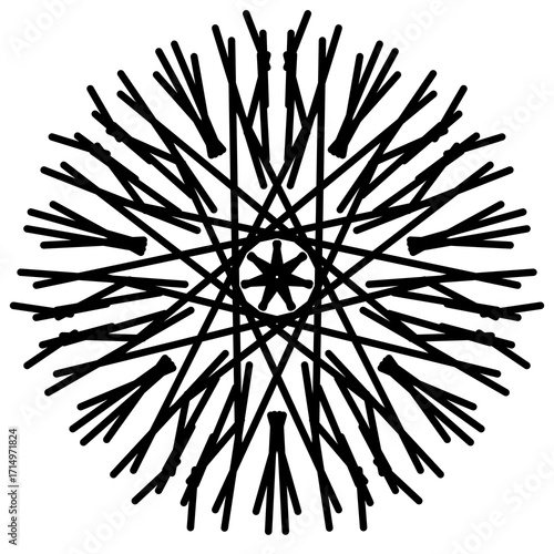 Mandala art abstract black and white minimal style for tattoo or screen printing on fabric, mugs and bowls.