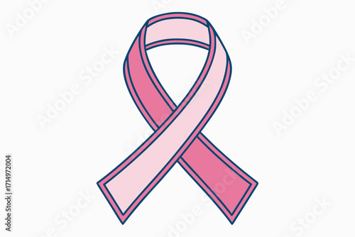Pink Breast Cancer Awareness Ribbon With Blue Outline charity color