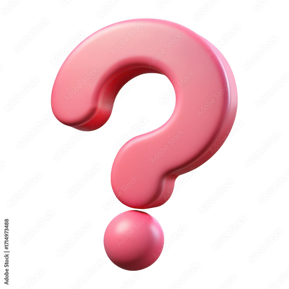 Naklejka premium 3d pink question mark isolated on transparent background