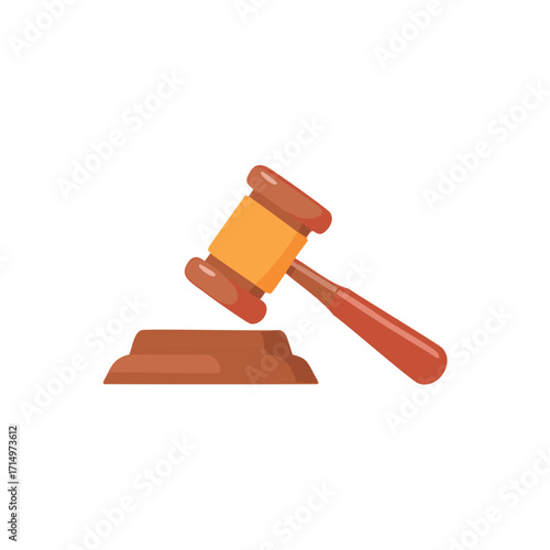 Wooden gavel and sound block icon Keywords: gavel, judge, law, justice, court, auction, legal