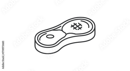 A minimalist line art icon of a grilled T-bone beef steak with sear marks.
