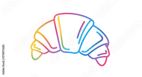 Colorful outline of a freshly baked croissant pastry.