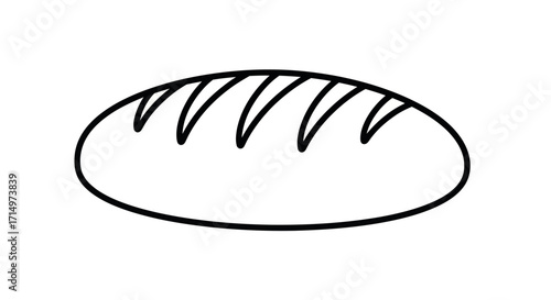 Simple Outline of a Loaf of Bread with Crust Lines.