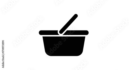 Simple black silhouette icon of a shopping basket with a single handle a universal symbol for shopping and e-commerce.