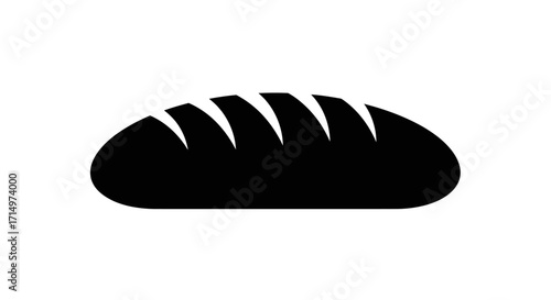 Simple Black Silhouette of a Loaf of Bread.