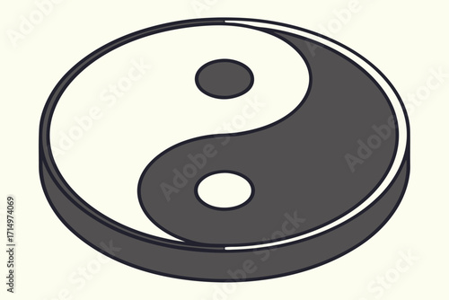 Yin Yang Symbol With Subtle 3D Effect On Light Background taijitu balance