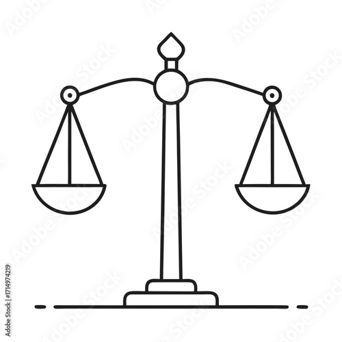 Line Art Icon of a Justice Scale with Two Trays Keywords: justice, scale, law, balance, weighing, equilibrium