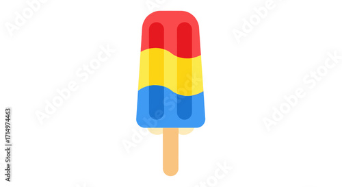 Tri-Color Popsicle: Red Yellow and Blue Ice Pop Treat.