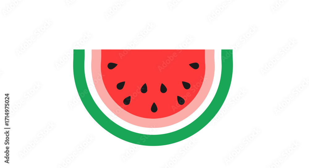 Fototapeta premium Freshly Cut Watermelon Slice with Black Seeds Vector Illustration.