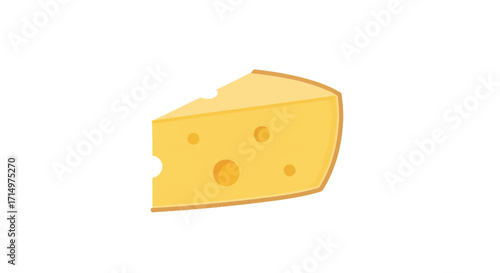 Cartoon Cheese Wedge with Holes Yellow Dairy Product.