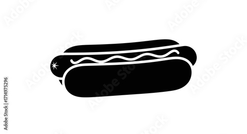 Classic hot dog silhouette icon with wavy sauce lines.