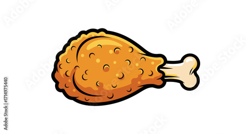 Cartoon Fried Chicken Leg with Crispy Coating.