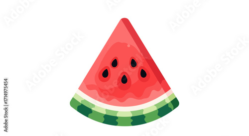 Vibrant Watermelon Slice with Seeds and Green Rind.
