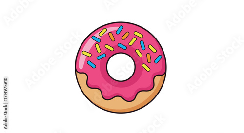Delicious Pink Frosted Donut with Colorful Sprinkles.
