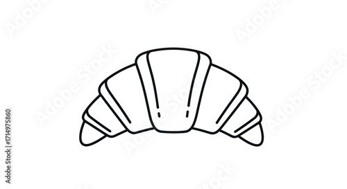 Simple Outline Drawing of a Croissant.