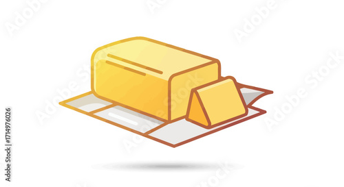 Golden Yellow Butter Stick and Pat on a Mat.