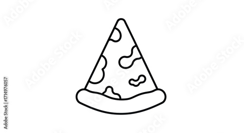 Simple Line Art Slice of Pepperoni Pizza.