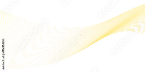 Abstract golden or yellow wave and curve lines background. Abstract frequency sound wave technology and science background. Wavy banner, template design.