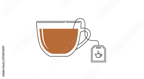 A Cup of Tea with Tea Bag and String.