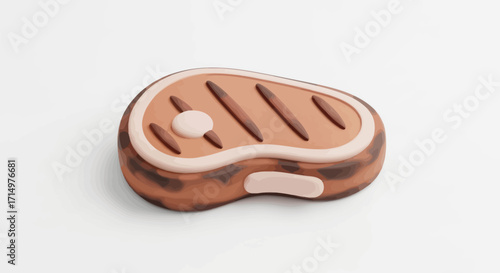 Realistic toy steak with grill marks and bone detail.