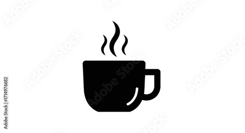 Simple Black Silhouette of a Hot Drink Cup.
