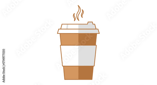 Stylized Disposable Coffee Cup with Steam.