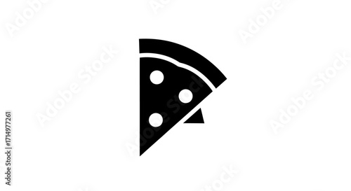Black Silhouette of a Pizza Slice with Three Pepperoni.