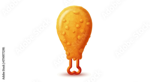 Cartoon Fried Chicken Leg Icon with Realistic Texture.