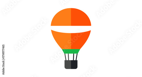 Simple Orange and Green Hot Air Balloon Illustration.