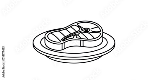 A simple line drawing of a raw T-bone steak on a plate.