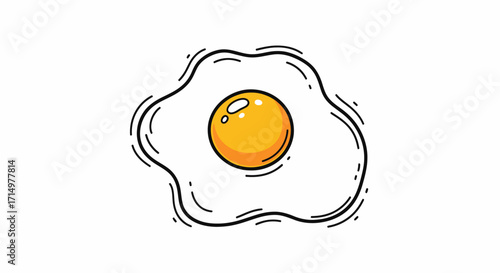 Cartoon Drawing of a Fried Egg with a Sunny-Side Up Yolk.