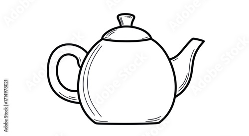 Classic Ceramic Teapot with Handle and Spout.