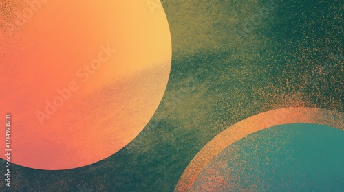 Grainy gradient background with large circles in teal and orange