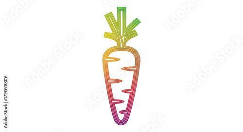 Vibrant Rainbow-Colored Carrot Line Art Illustration.