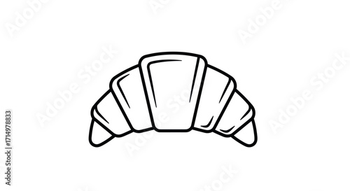 Simple Croissant Outline Illustration on White Background.