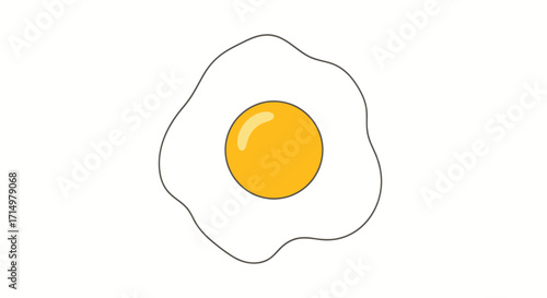 Simple Cartoon Drawing of a Fried Egg.