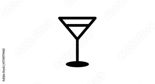 Simple Black Outline Martini Glass Icon.