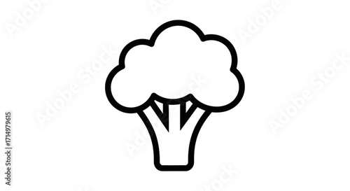 Simple Line Drawing of a Broccoli Head.