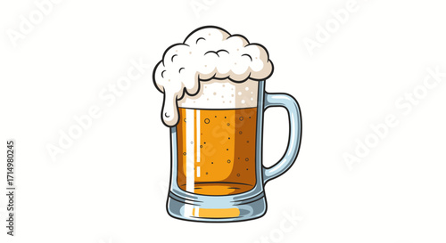 Cartoon Beer Mug with Frothy Head.