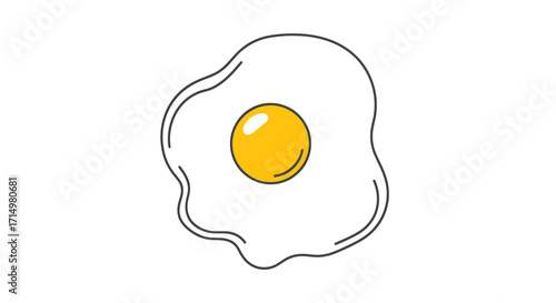 Simple Cartoon Illustration of a Fried Egg with Yellow Yolk.