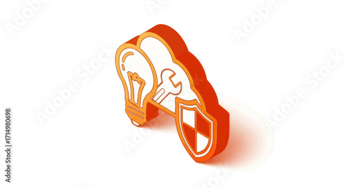 Orange 3D Icon: Idea Innovation and Protection.