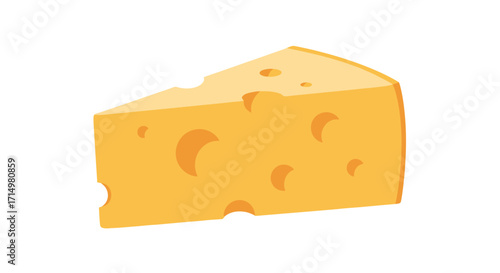 Cartoon Yellow Cheese Wedge with Holes Illustration.
