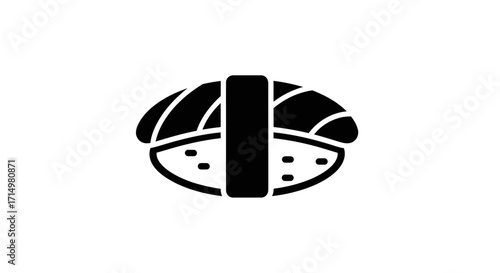 Black and White Minimalist Sushi Nigiri Illustration.