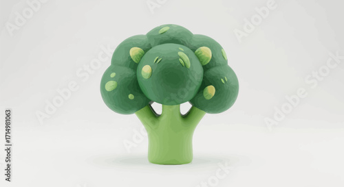 Adorable cartoon-style broccoli figurine with a cheerful rounded appearance.